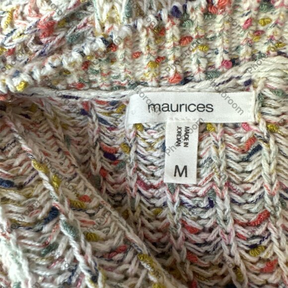 Maurices Medium Ecru Multicolor Flecked Long Sleeve Button Cardigan - Picture 5 of 5